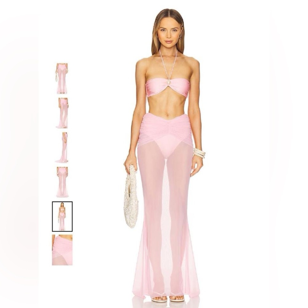 NWT Revolve x Shani Shemer Christine Maxi Sheer Candy Pink Skirt Coverup XS